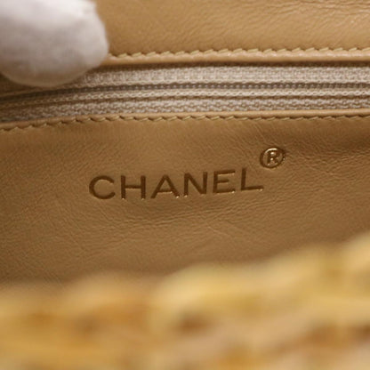 CHANEL Basket Chain Shoulder Bag Leather rattan Beige CC 31932A