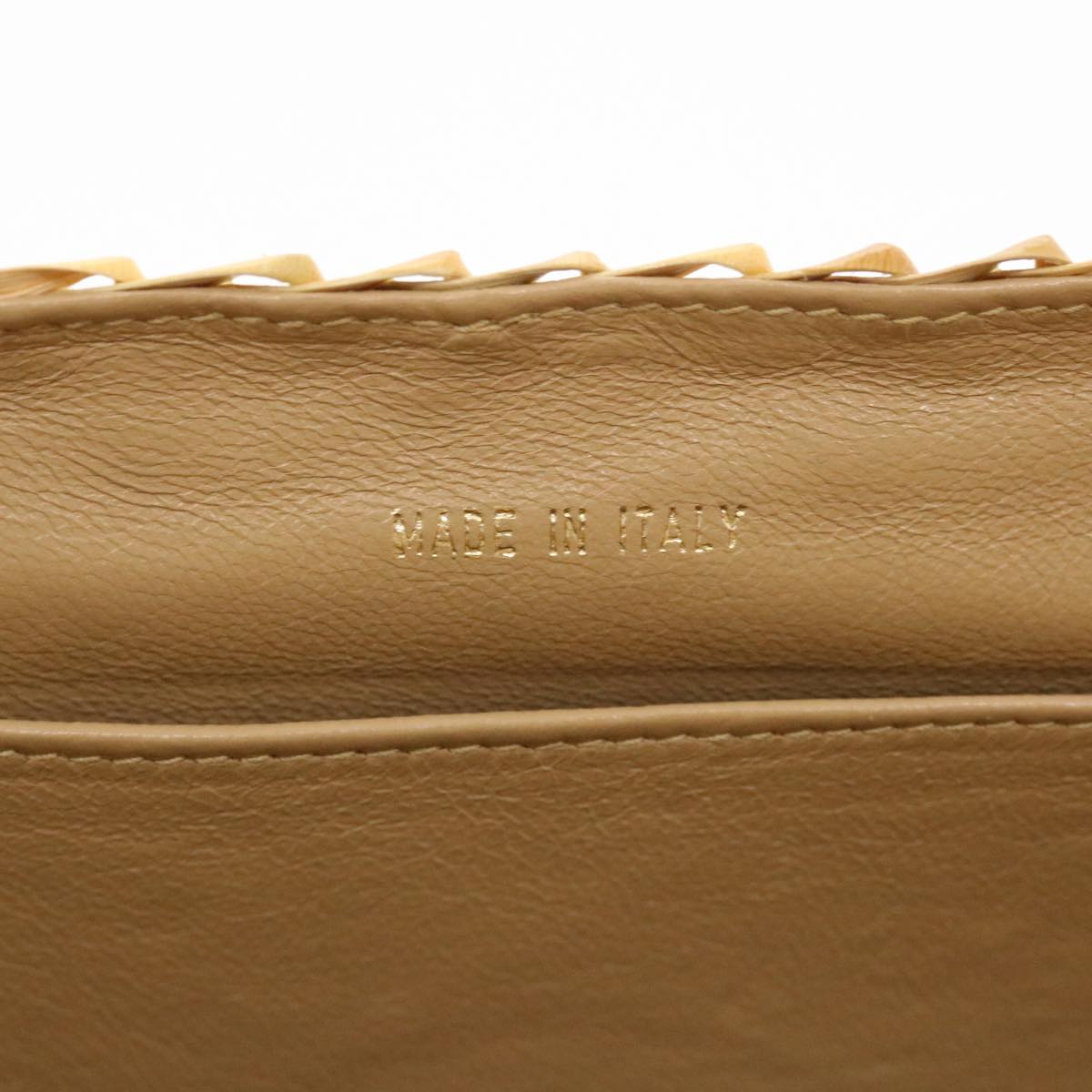 CHANEL Basket Chain Shoulder Bag Leather rattan Beige CC 31932A