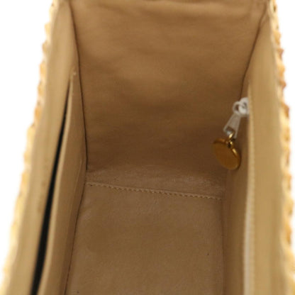 CHANEL Basket Chain Shoulder Bag Leather rattan Beige CC 31932A