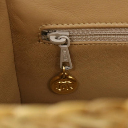 CHANEL Basket Chain Shoulder Bag Leather rattan Beige CC 31932A