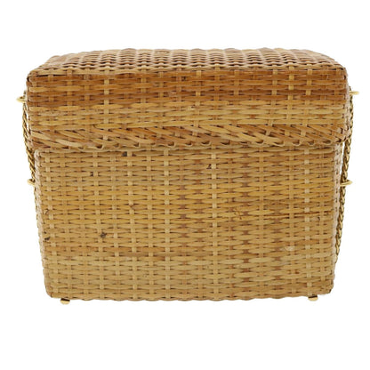 CHANEL Basket Chain Shoulder Bag Leather rattan Beige CC 31932A