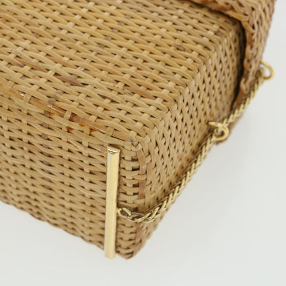 CHANEL Basket Chain Shoulder Bag Leather rattan Beige CC 31932A