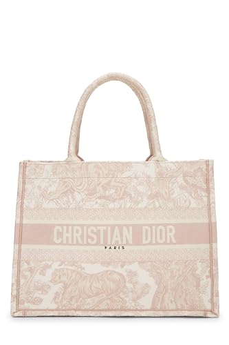 Dior, Pink Embroidered Toile de Jouy Canvas Book Tote Large, Pink