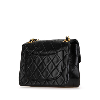 Black Chanel Mini Square Classic Lambskin Flap Crossbody Bag