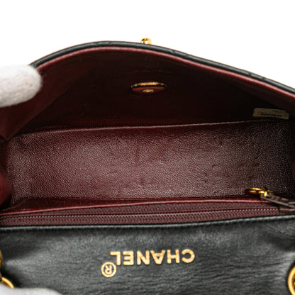 Black Chanel Mini Square Classic Lambskin Flap Crossbody Bag