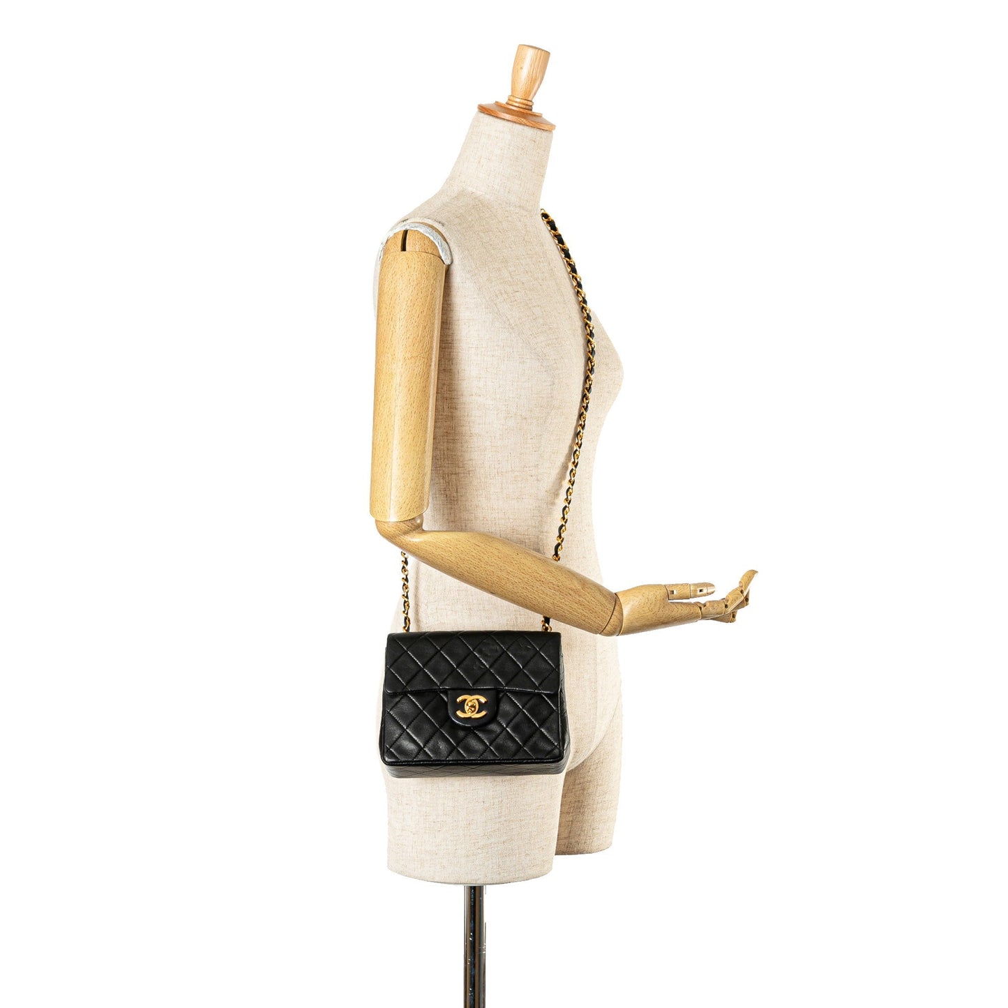 Black Chanel Mini Square Classic Lambskin Flap Crossbody Bag