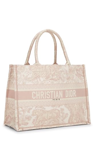 Dior, Pink Embroidered Toile de Jouy Canvas Book Tote Large, Pink