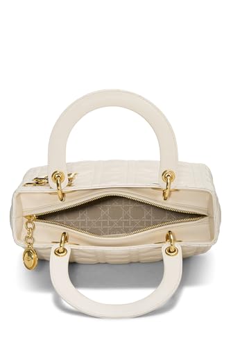 Dior, Cream Cannage Quilted Lambskin Lady Dior Medium, White