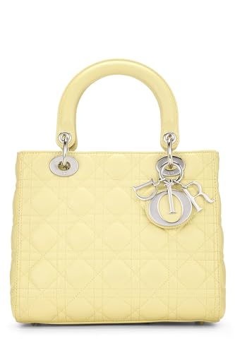 Dior, Yellow Cannage Quilted Lambskin Lady Dior Medium, Yellow