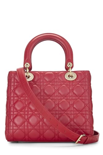Dior, Red Cannage Quilted Lambskin Lady Dior Medium, Red