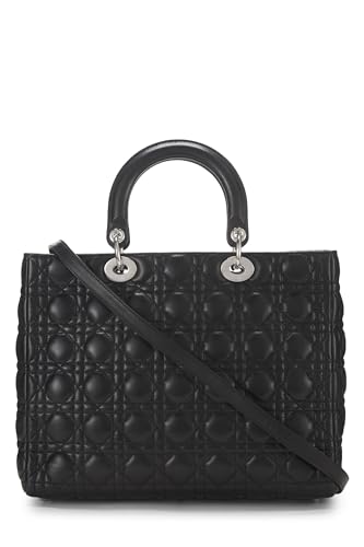 Dior, Black Cannage Quilted Lambskin Lady Dior Large, Black