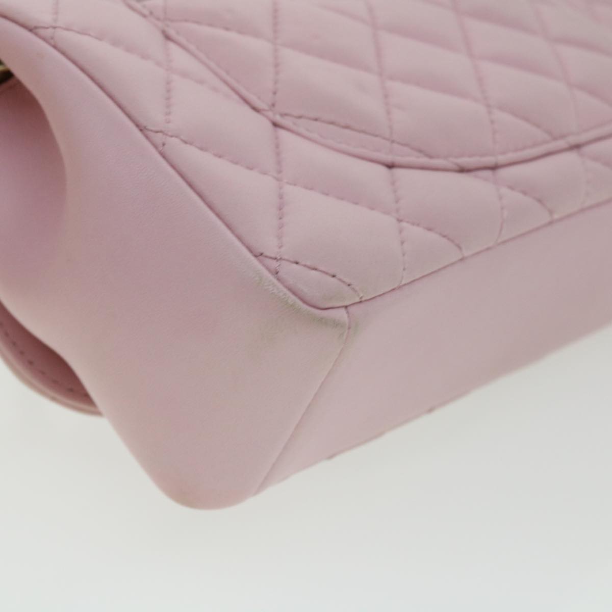 CHANEL Matelasse Turn Lock Chain Shoulder Bag Lamb Skin Pink CC 32151A