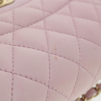 CHANEL Matelasse Turn Lock Chain Shoulder Bag Lamb Skin Pink CC 32151A