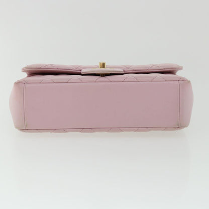 CHANEL Matelasse Turn Lock Chain Shoulder Bag Lamb Skin Pink CC 32151A