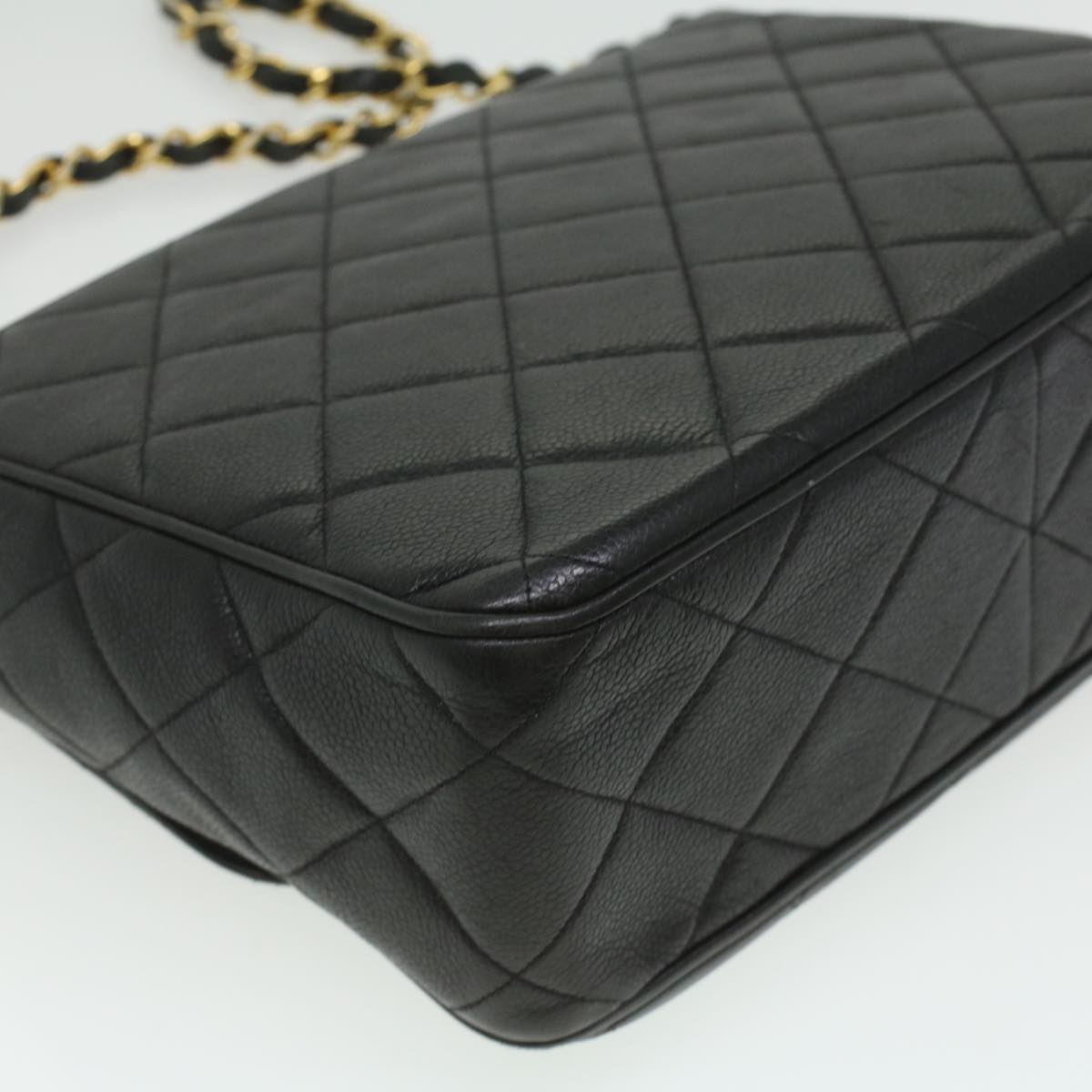 CHANEL Big Matelasse Turn Lock Shoulder Bag Caviar Skin Black CC 32155A