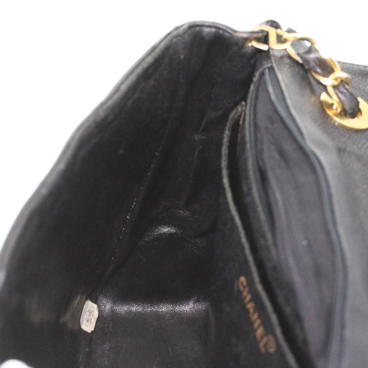 CHANEL Big Matelasse Turn Lock Shoulder Bag Caviar Skin Black CC 32155A