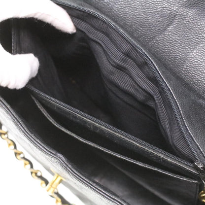 CHANEL Big Matelasse Turn Lock Shoulder Bag Caviar Skin Black CC 32155A