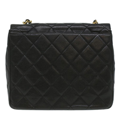 CHANEL Big Matelasse Turn Lock Shoulder Bag Caviar Skin Black CC 32155A