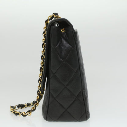 CHANEL Big Matelasse Turn Lock Shoulder Bag Caviar Skin Black CC 32155A