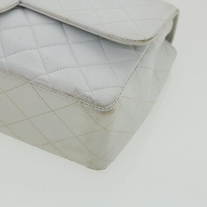 CHANEL Matelasse Pair Shoulder Bag Lamb Skin White CC 32416A