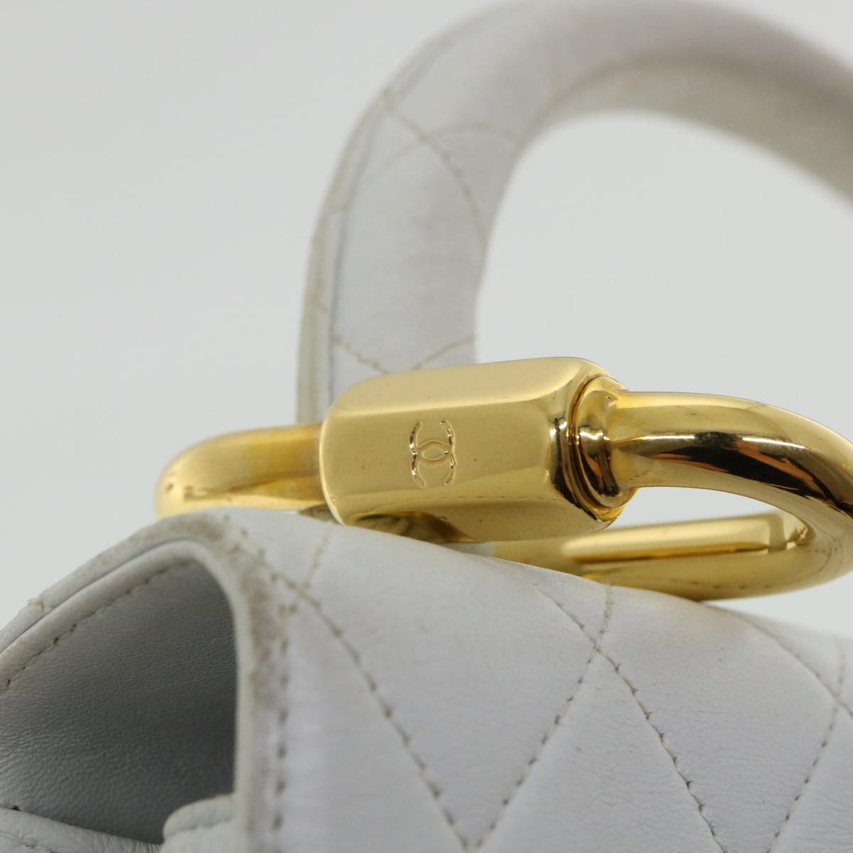 CHANEL Matelasse Pair Shoulder Bag Lamb Skin White CC 32416A