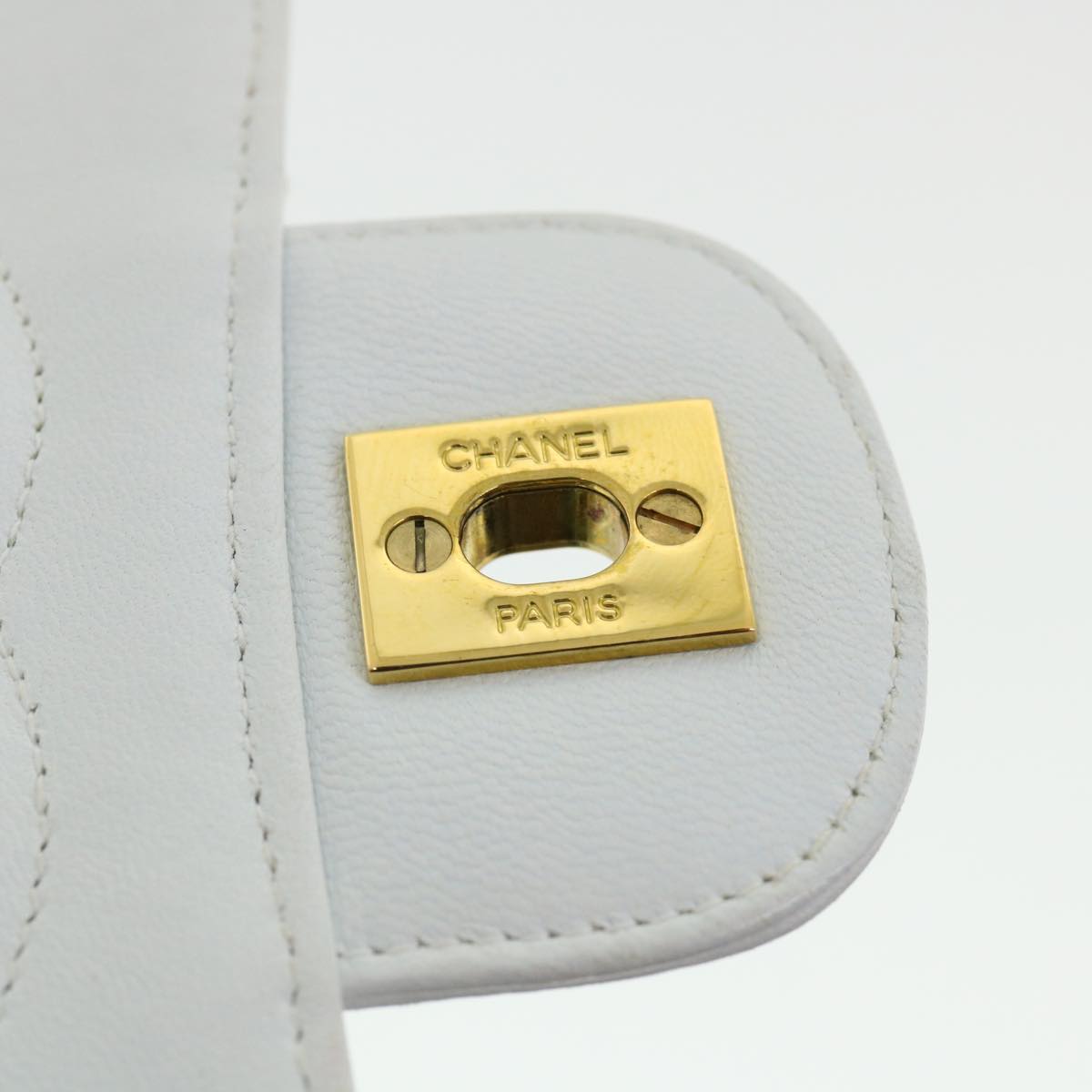 CHANEL Matelasse Pair Shoulder Bag Lamb Skin White CC 32416A
