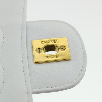 CHANEL Matelasse Pair Shoulder Bag Lamb Skin White CC 32416A