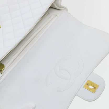 CHANEL Matelasse Pair Shoulder Bag Lamb Skin White CC 32416A