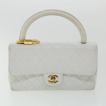 CHANEL Matelasse Pair Shoulder Bag Lamb Skin White CC 32416A