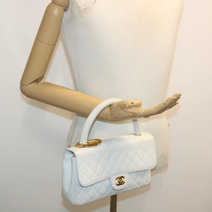 CHANEL Matelasse Pair Shoulder Bag Lamb Skin White CC 32416A