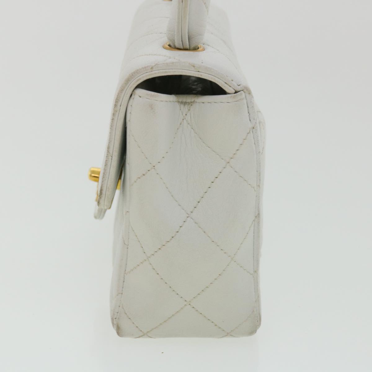 CHANEL Matelasse Pair Shoulder Bag Lamb Skin White CC 32416A