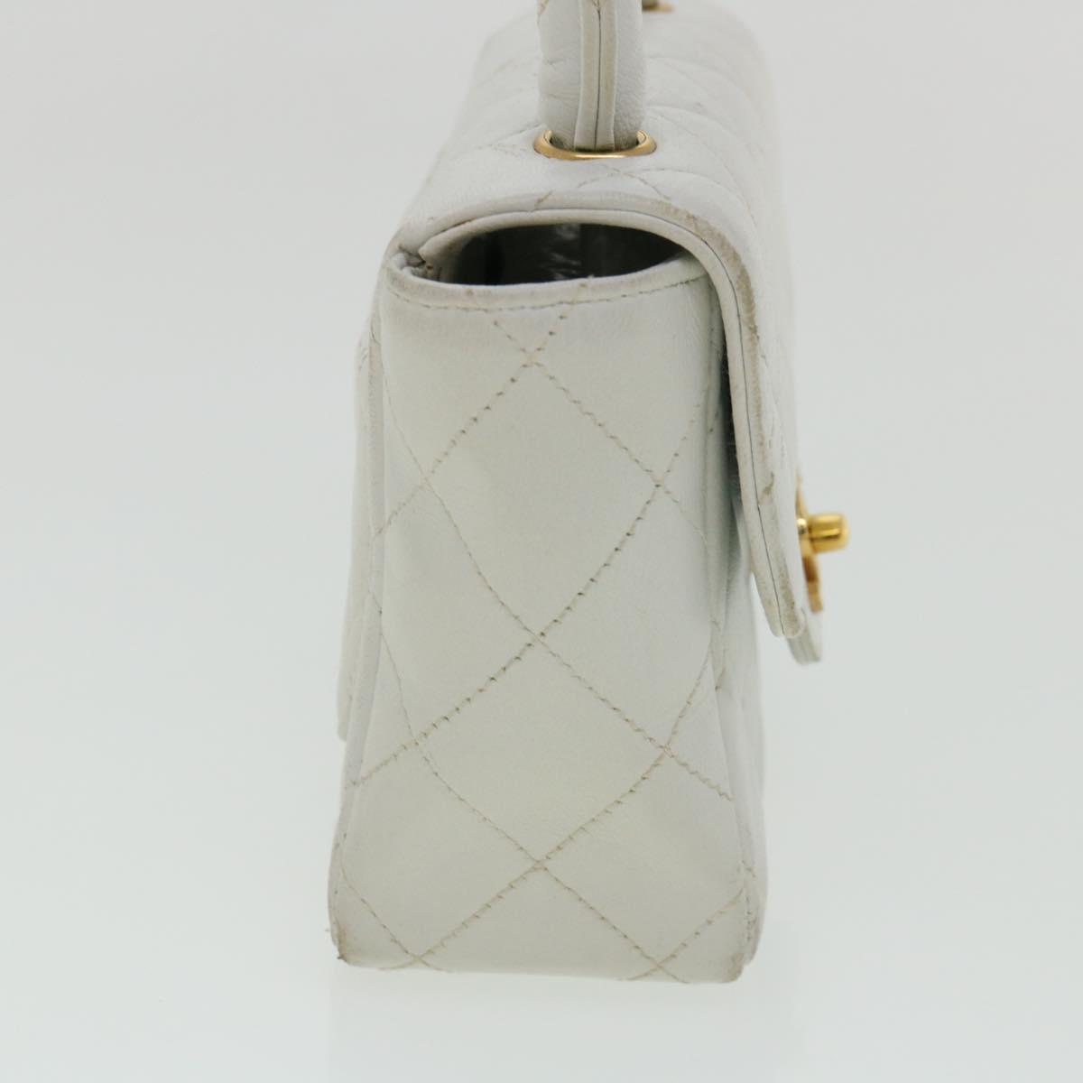 CHANEL Matelasse Pair Shoulder Bag Lamb Skin White CC 32416A