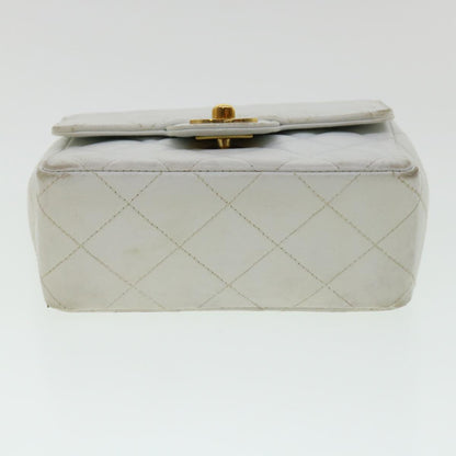 CHANEL Matelasse Pair Shoulder Bag Lamb Skin White CC 32416A