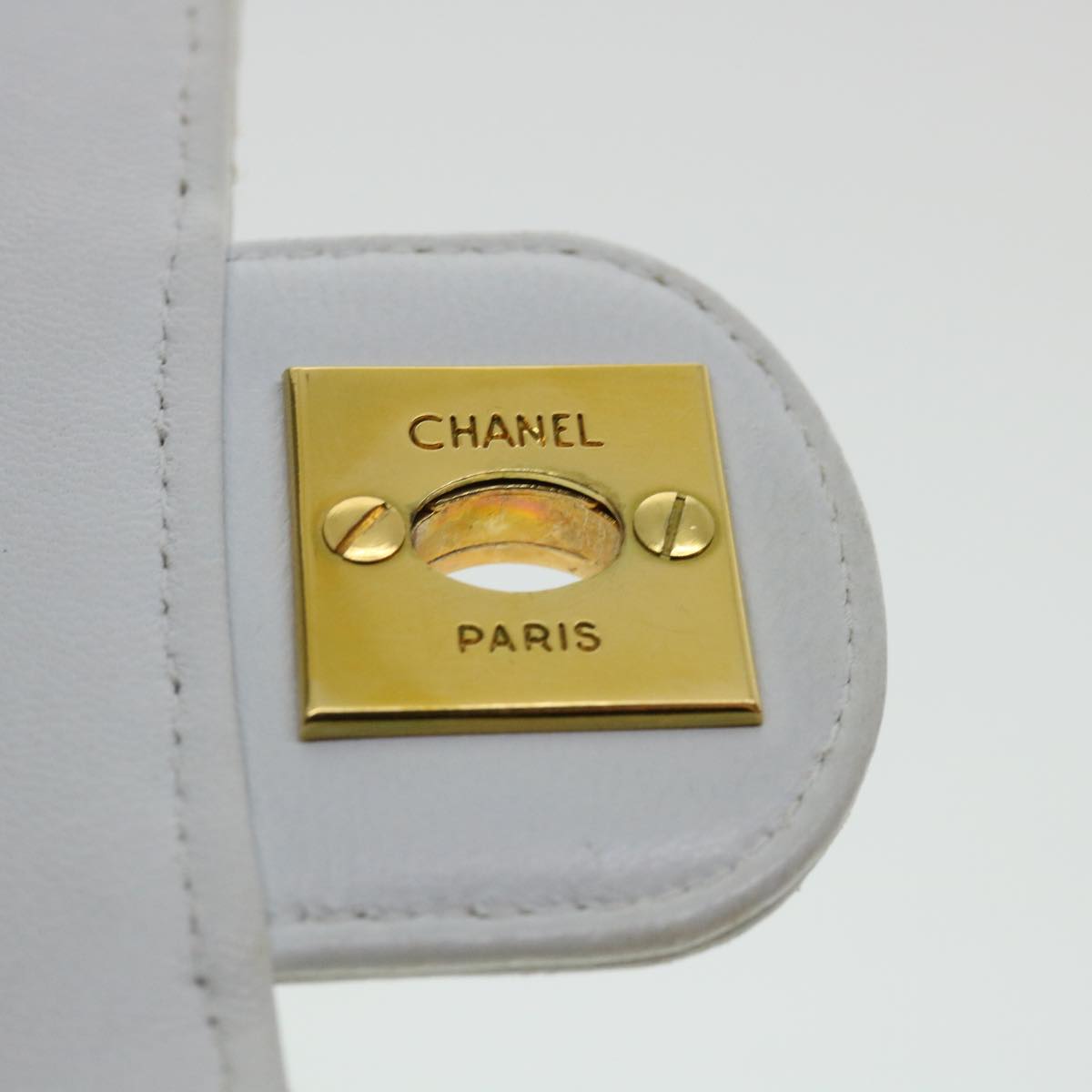 CHANEL Matelasse Pair Shoulder Bag Lamb Skin White CC 32416A