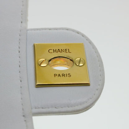 CHANEL Matelasse Pair Shoulder Bag Lamb Skin White CC 32416A
