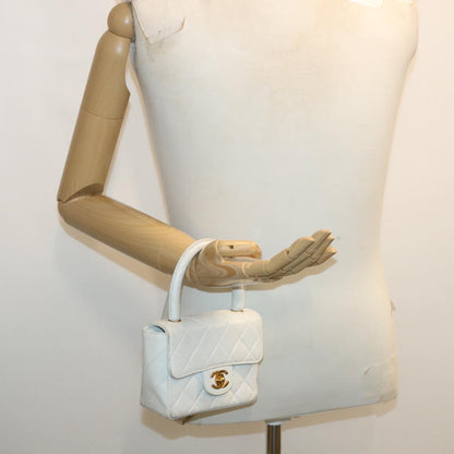 CHANEL Matelasse Pair Shoulder Bag Lamb Skin White CC 32416A