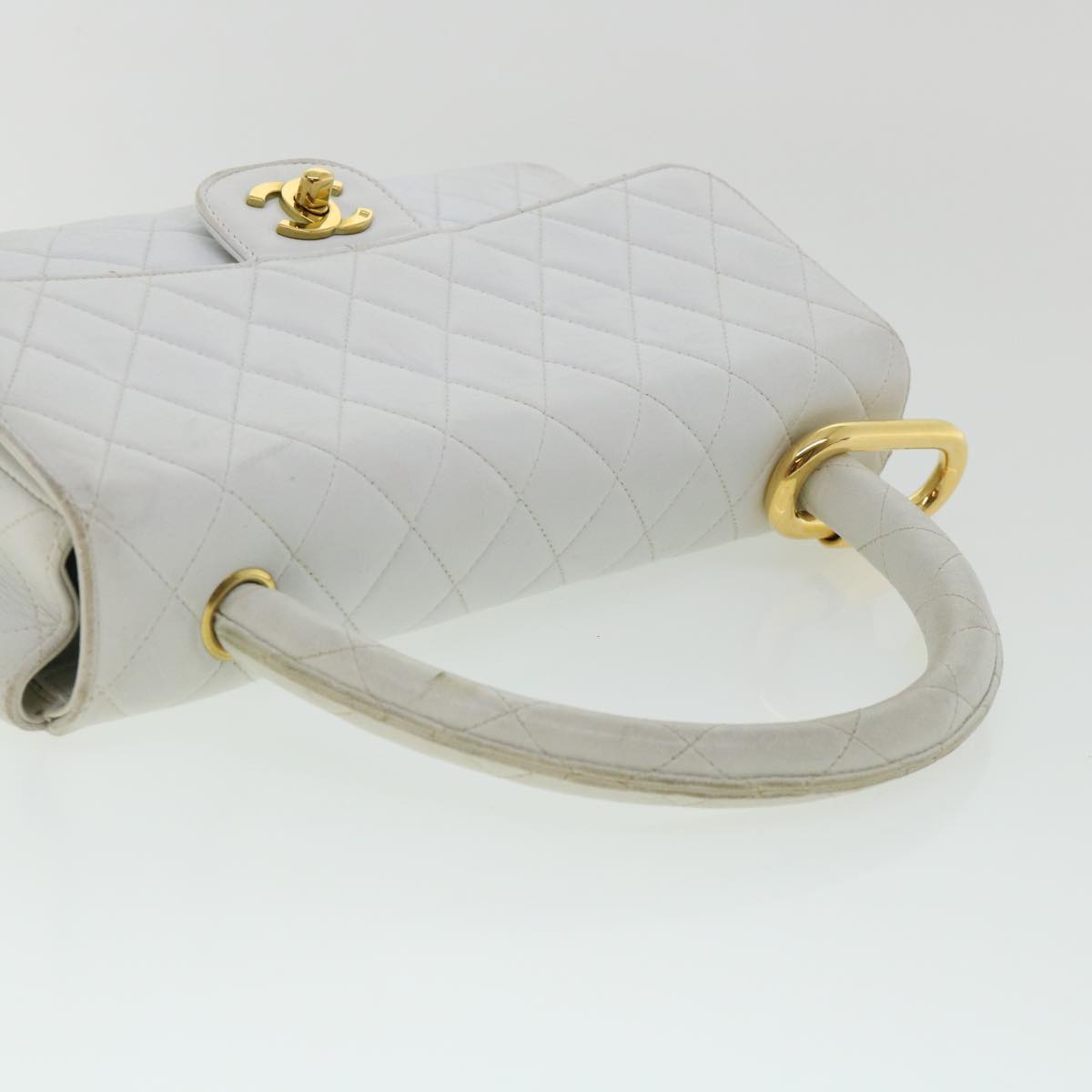 CHANEL Matelasse Pair Shoulder Bag Lamb Skin White CC 32416A