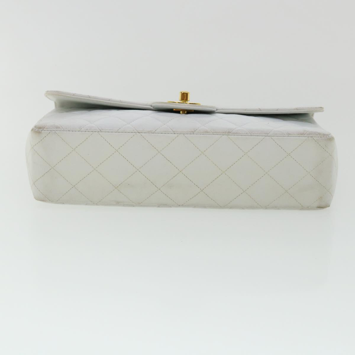 CHANEL Matelasse Pair Shoulder Bag Lamb Skin White CC 32416A