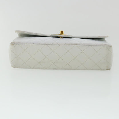 CHANEL Matelasse Pair Shoulder Bag Lamb Skin White CC 32416A