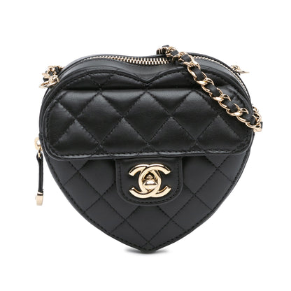 Black Chanel Mini Lambskin CC in Love Heart Crossbody
