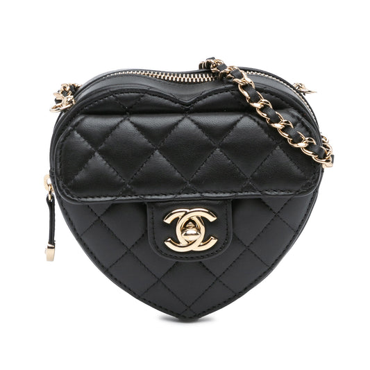 Black Chanel Mini Lambskin CC in Love Heart Crossbody
