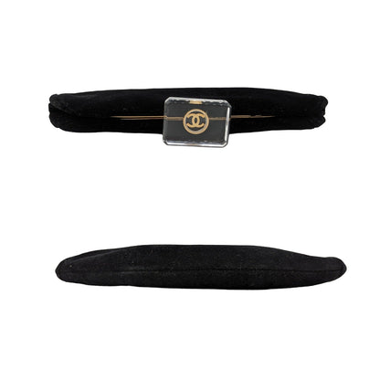 Chanel Vintage Velvet Gold Plexiglass Kiss-Lock Frame Clutch
