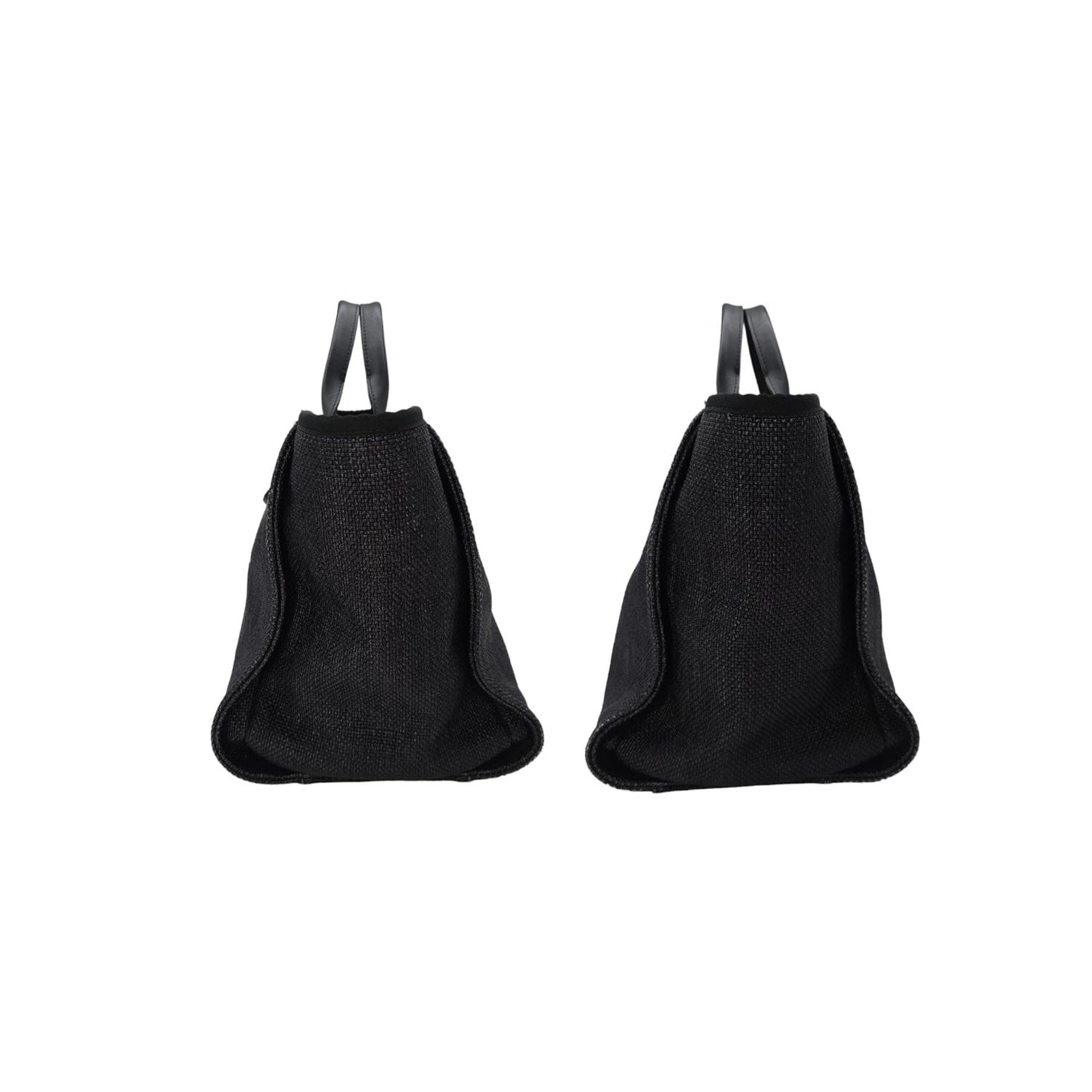 Chanel Woven Straw Raffia Medium Deauville Tote Black