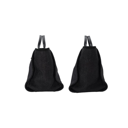 Chanel Woven Straw Raffia Medium Deauville Tote Black