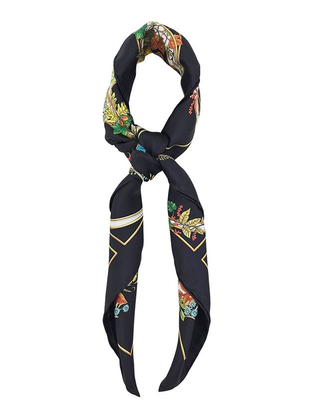 Gucci Animal and Floral Print Silk Scarf Black