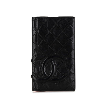 Chanel Matelasse Coco Mark Bifold Wallet Black Lambskin