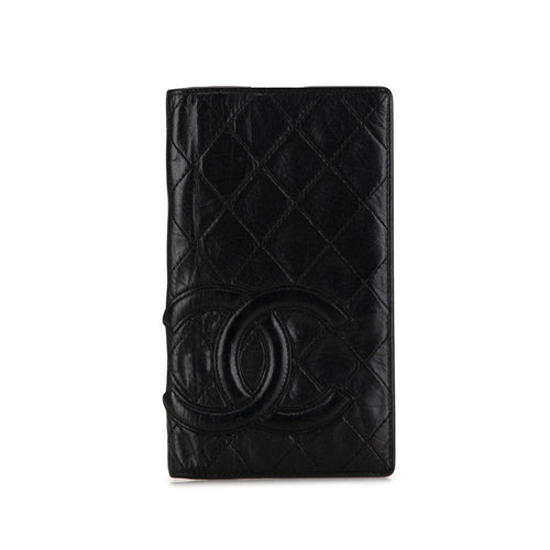 Chanel Matelasse Coco Mark Bifold Wallet Black Lambskin