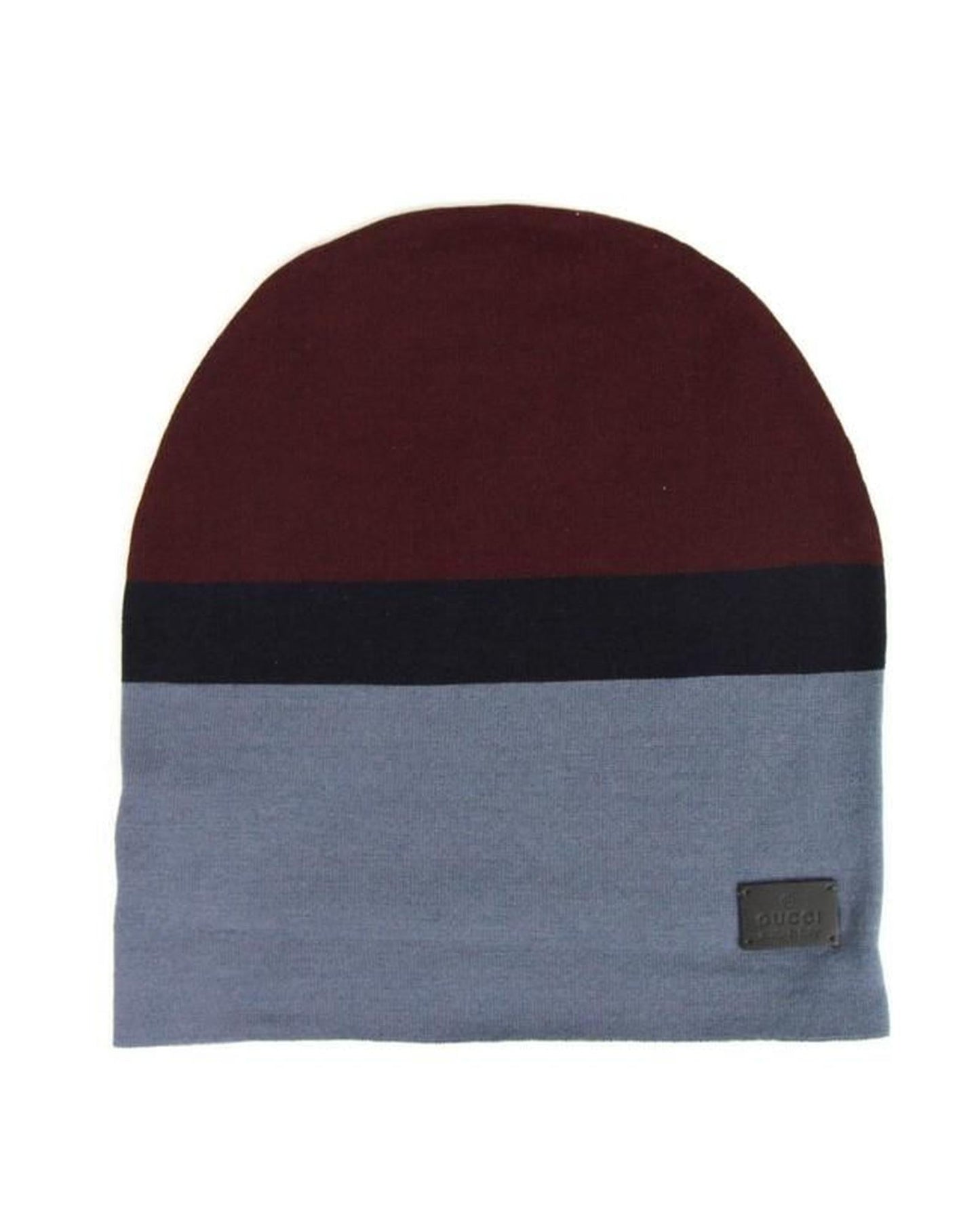 Gucci  GG Logo Striped Beanie Burgundy Blue Black