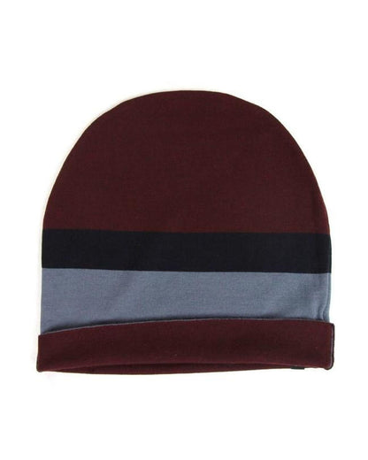 Gucci  GG Logo Striped Beanie Burgundy Blue Black