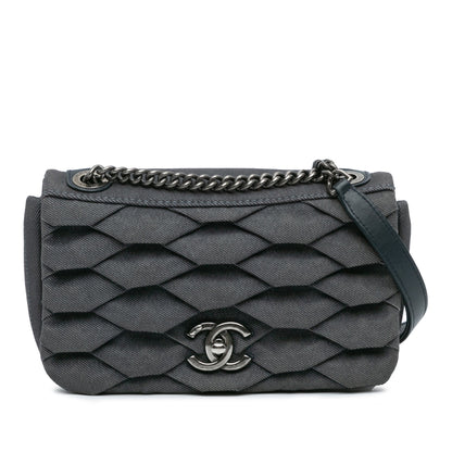 Chanel Sac Small Pleated Denim Scale Effect Turtle Flap